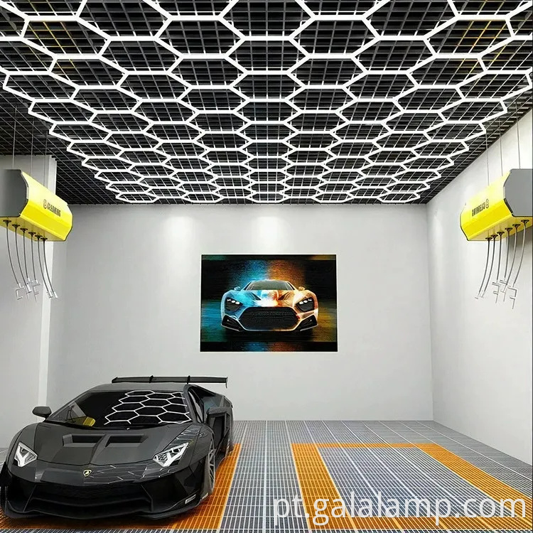 Sistema de grade de iluminação de garagem LED hexagonal para iluminação superior